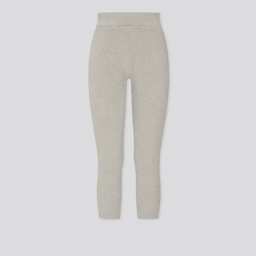 Legging corsaire en maille côtelée gris, vue de face