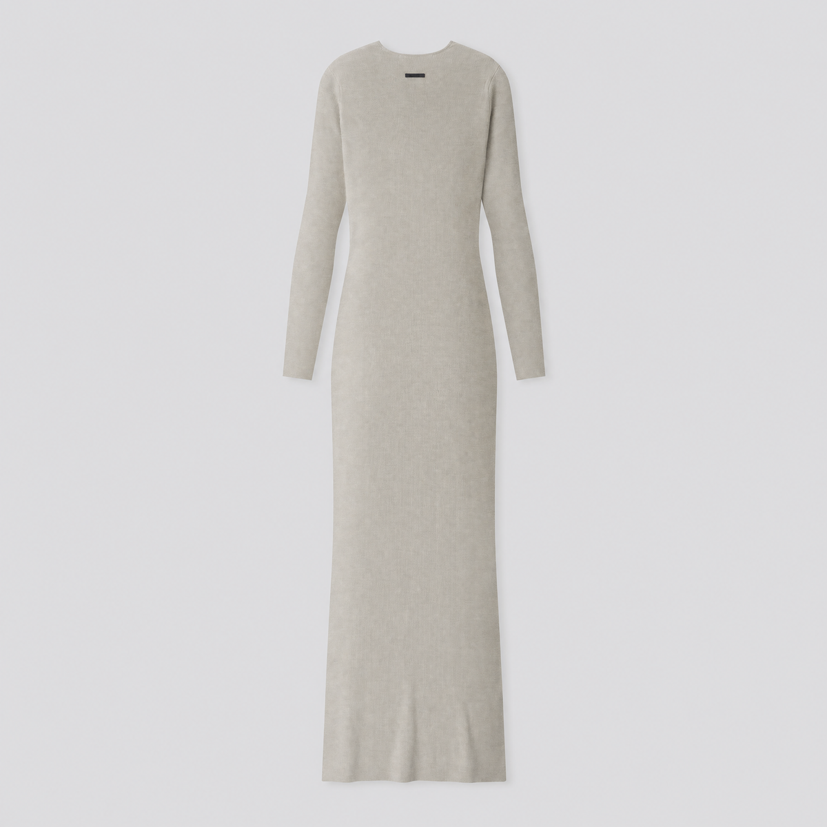 Robe longue en maille côtelée grise, vue de dos