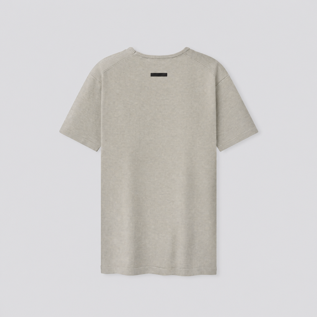 T-shirt ajusté en maille douce grise, vue de dos