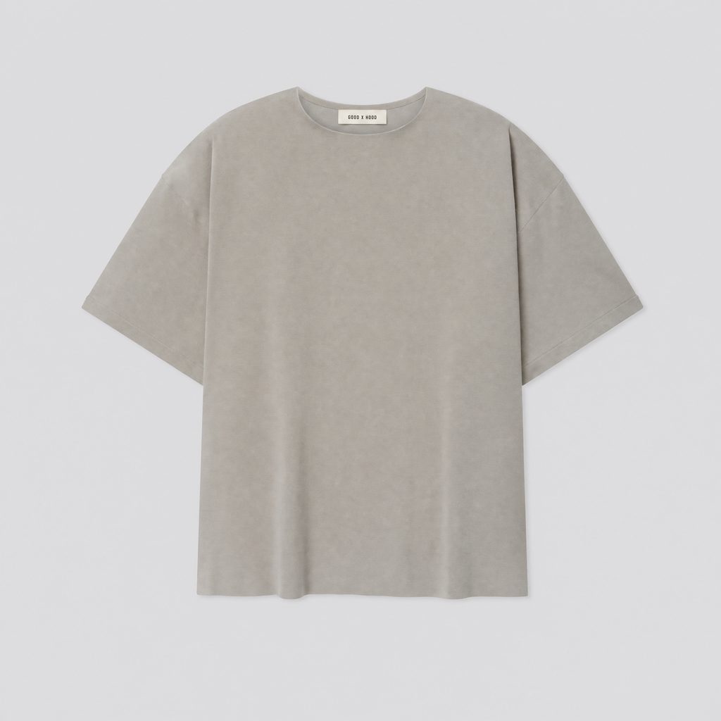 T-shirt en maille ponte taupe, vue de face